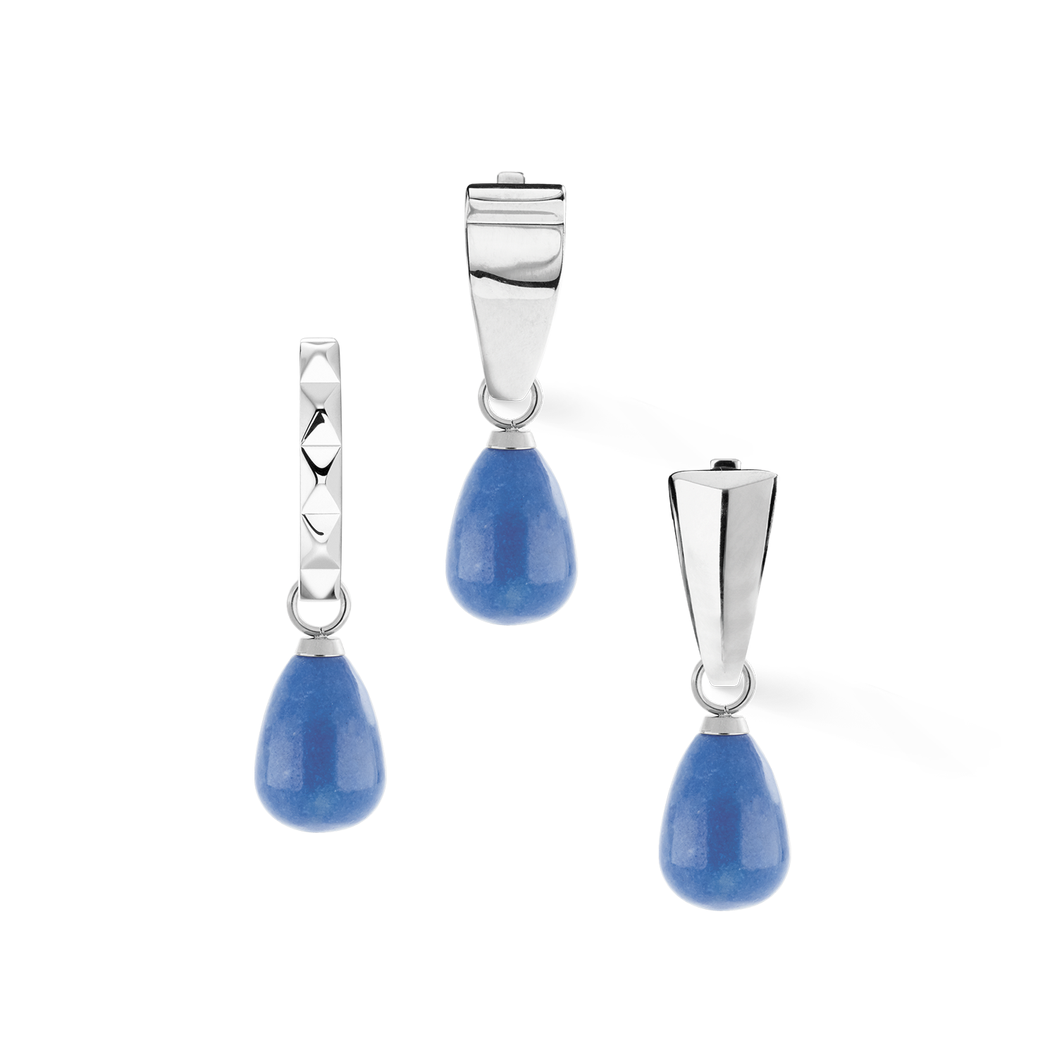 EAR ME UP Charm Tropfen Silber-Blau