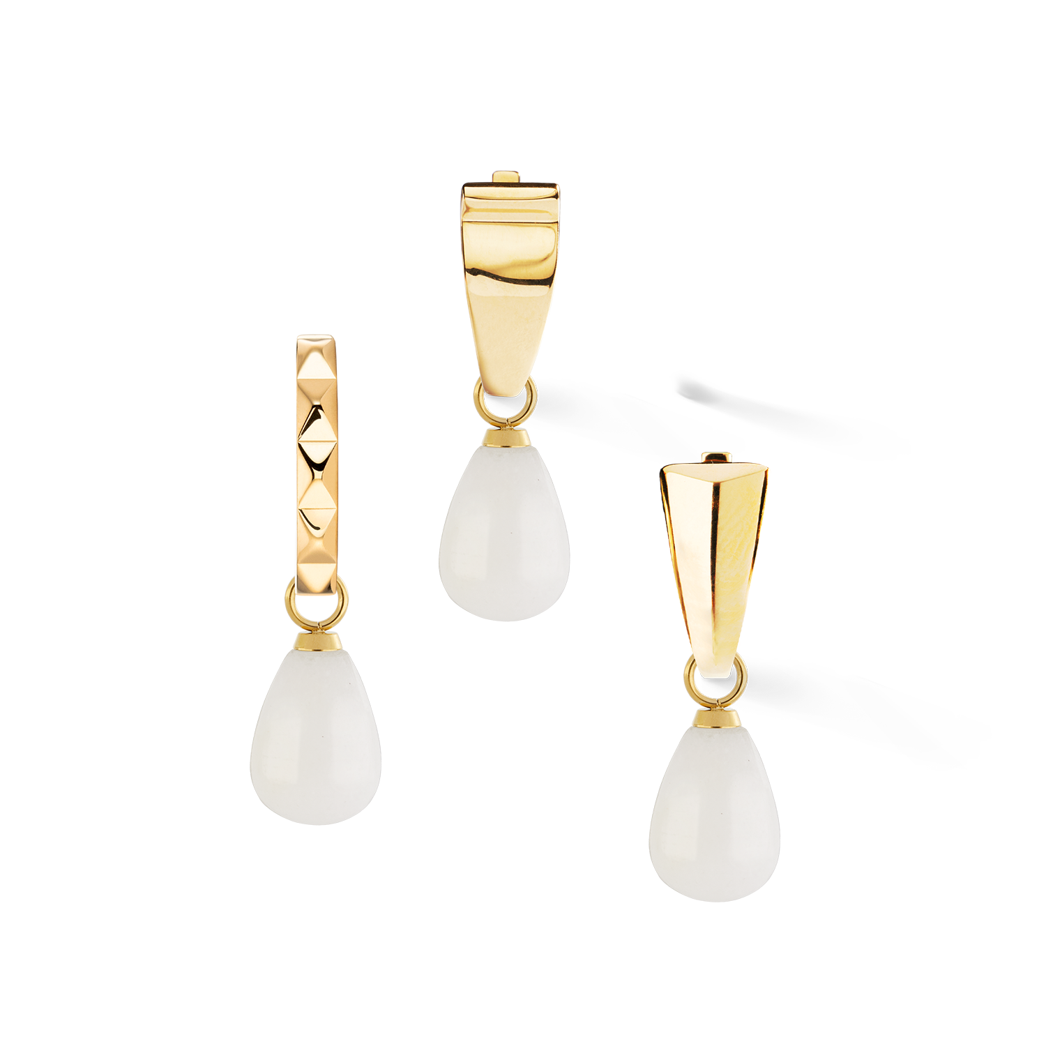 EAR ME UP Charm Tropfen Gold-Weiß