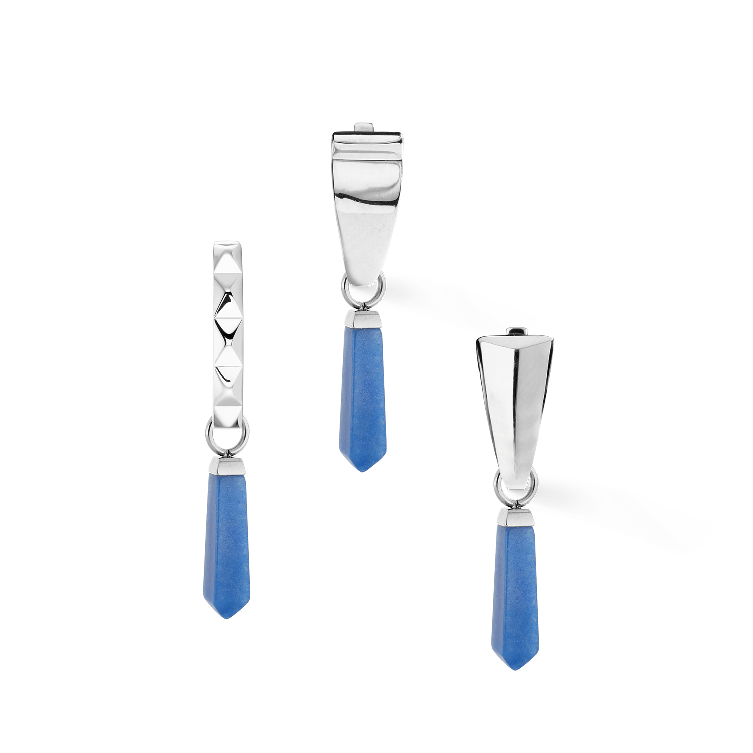 EAR ME UP Charm Obelisk Silber-Blau