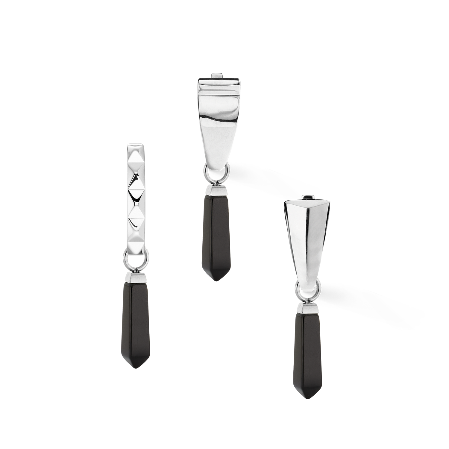 EAR ME UP Charm Obelisk Silber-Schwarz