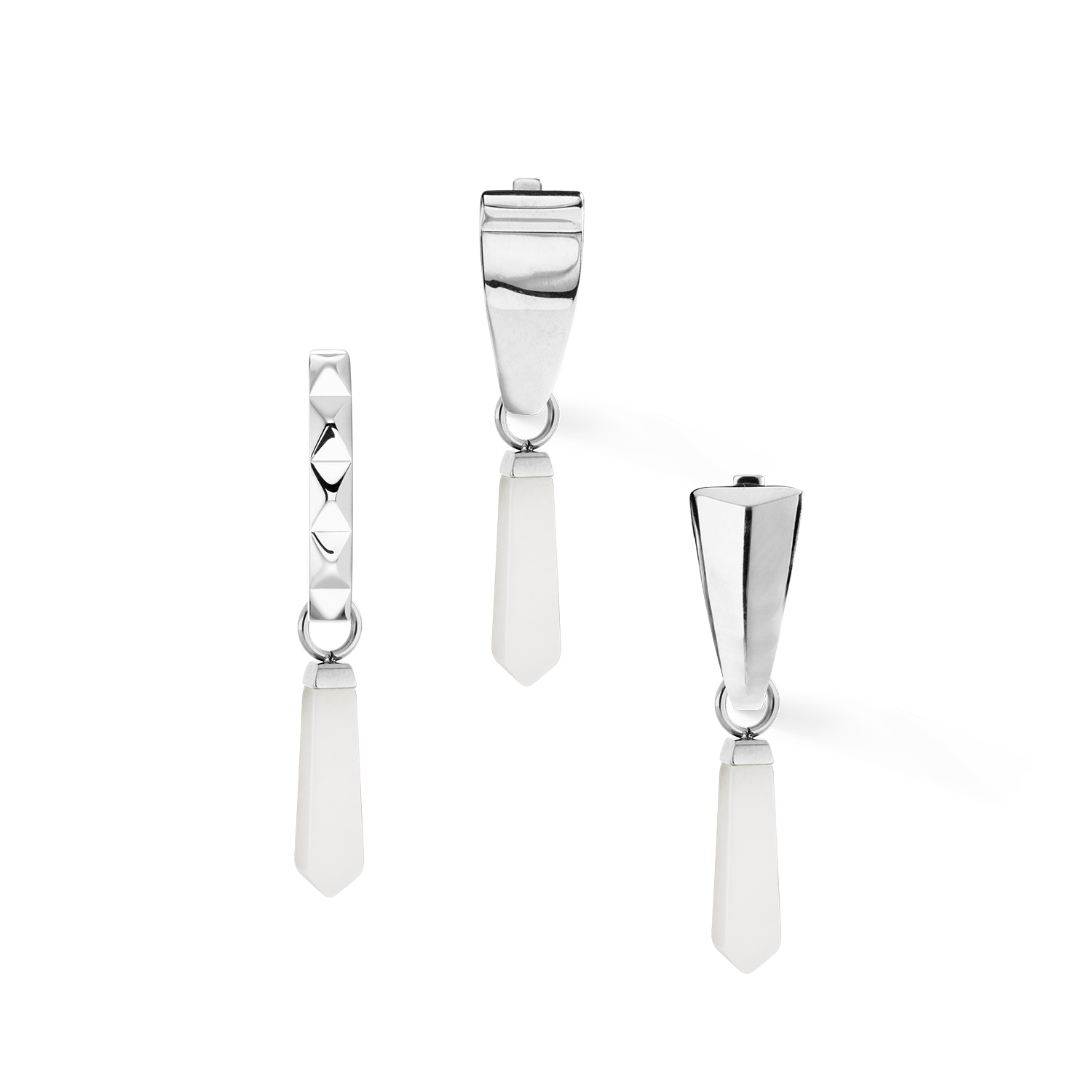 EAR ME UP Charm Obelisk Silber-Weiß