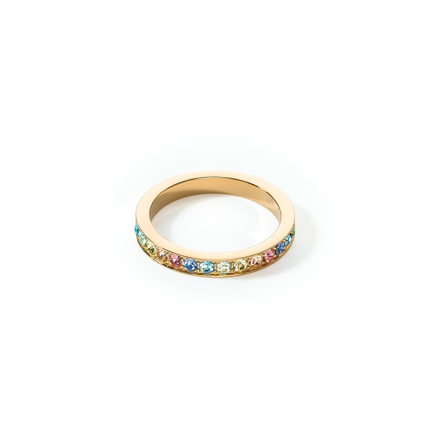 Ring Edelstahl & Kristalle gold multicolor pastell