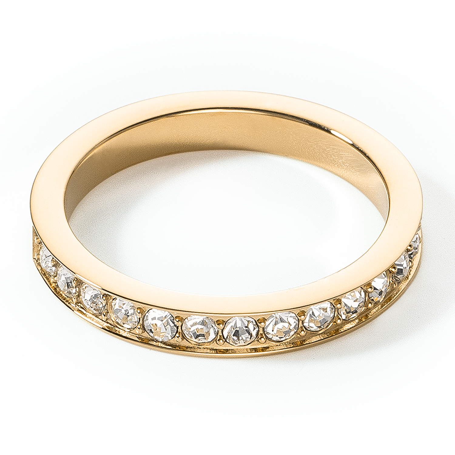 Ring Edelstahl & Kristalle gold kristall