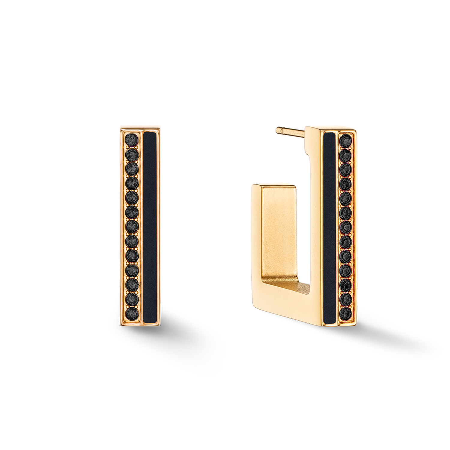 Ohrringe Creole Square Stripes 20 gold-schwarz