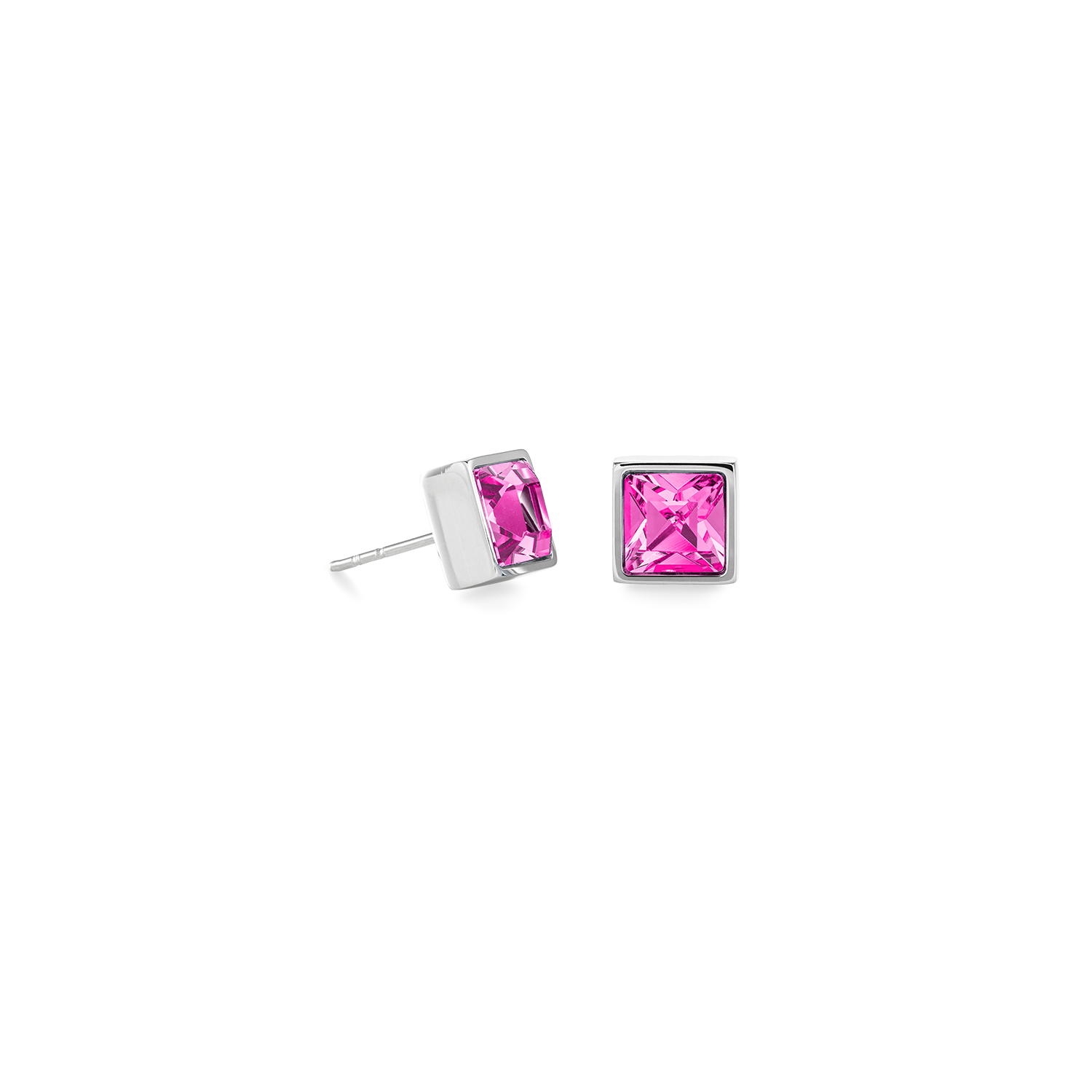Brilliant Square big Ohrringe silber pink