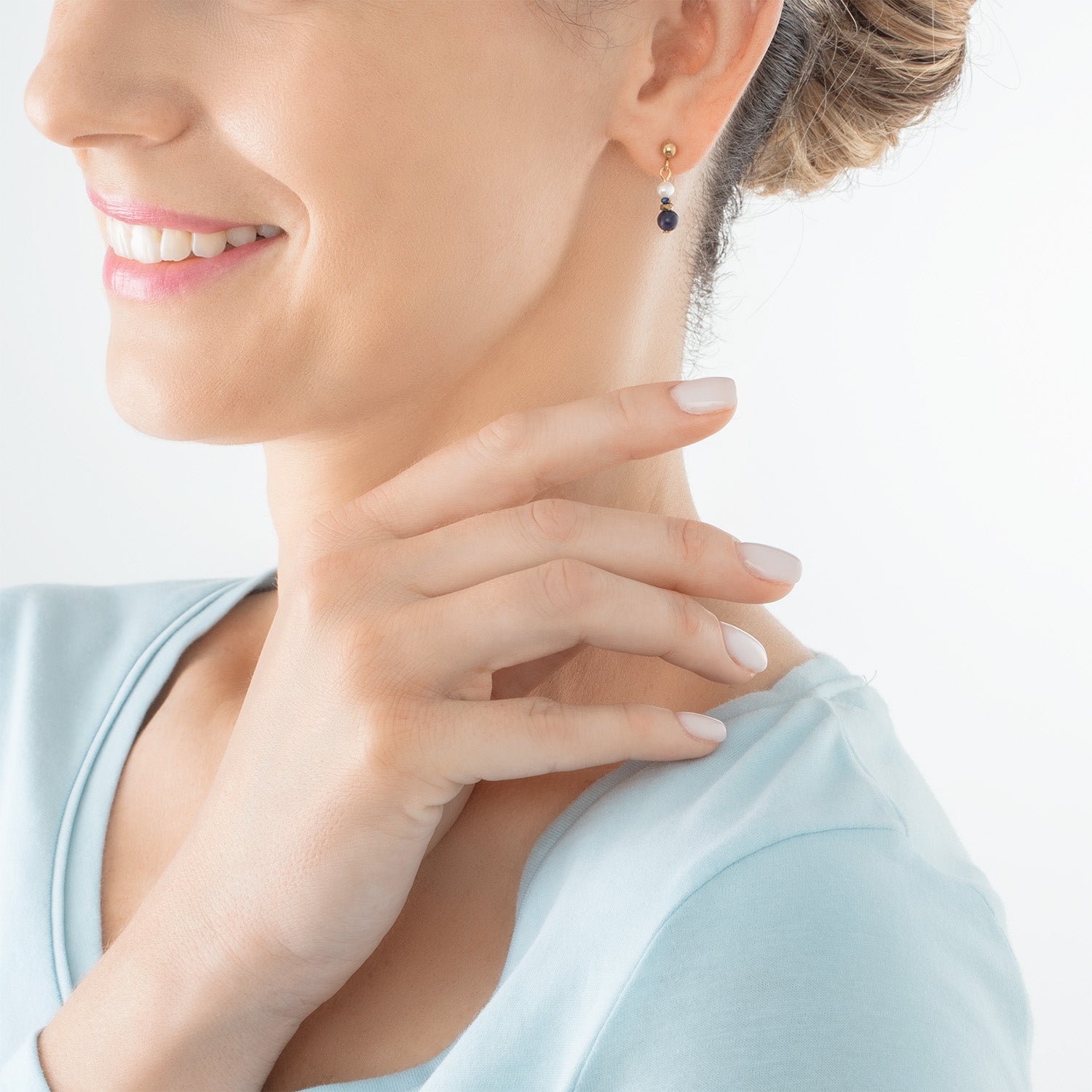 Ohrringe Flow Süßwasserperlen & Sodalith gold