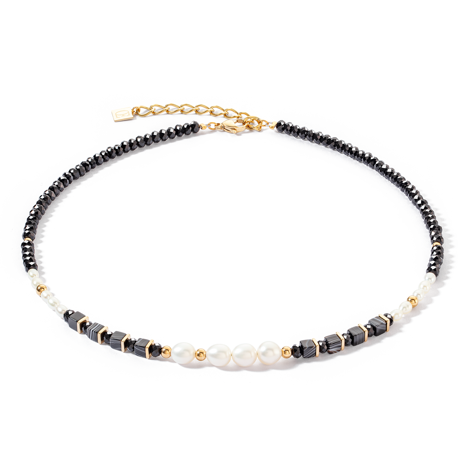 Pearls & Onyx Halskette gold