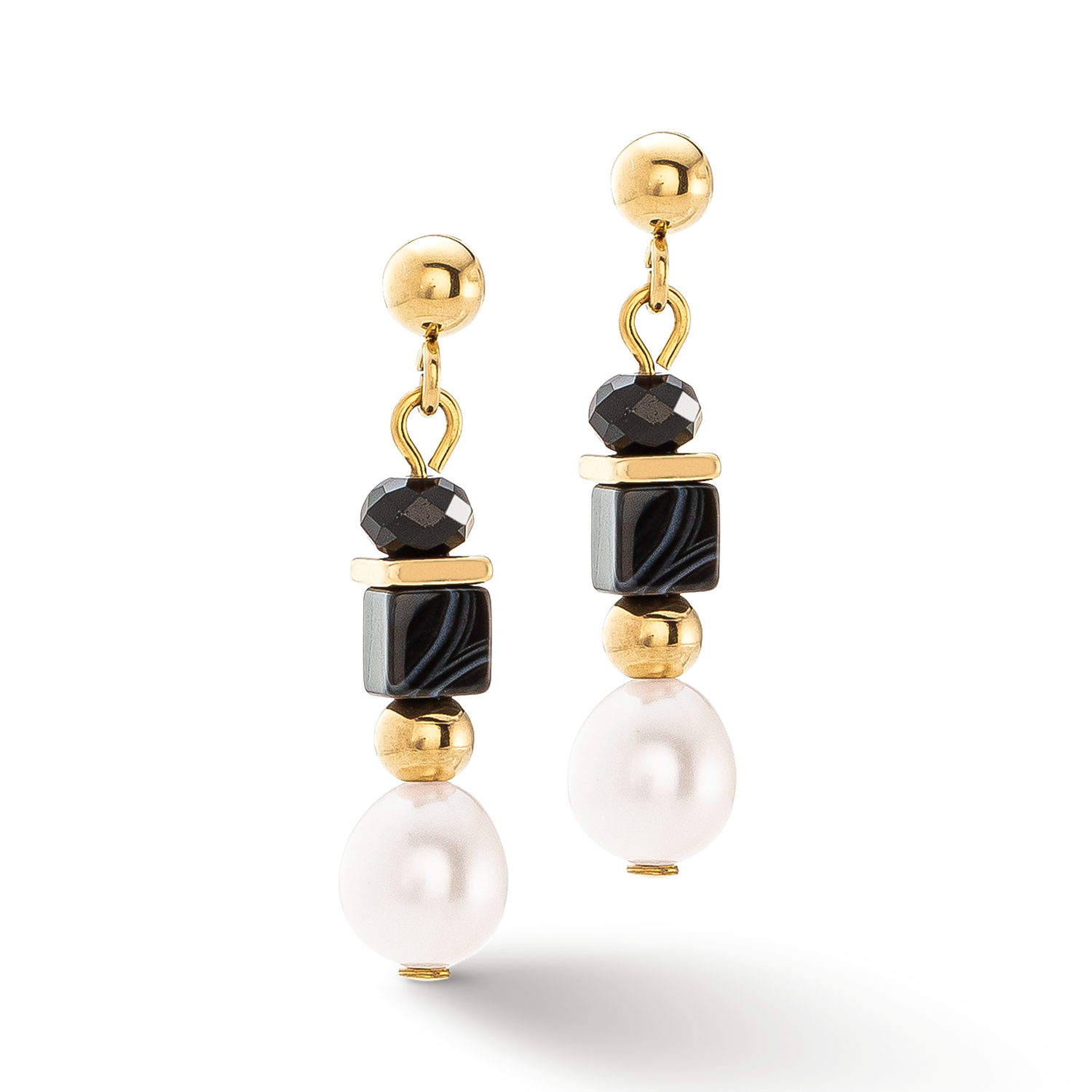Pearls & Onyx Ohrringe gold