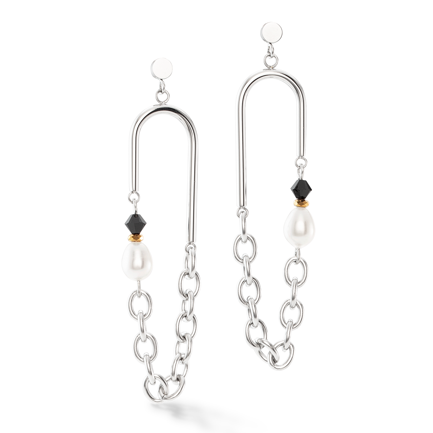 Amulett Boho Pearls Ohrringe schwarz-weiß
