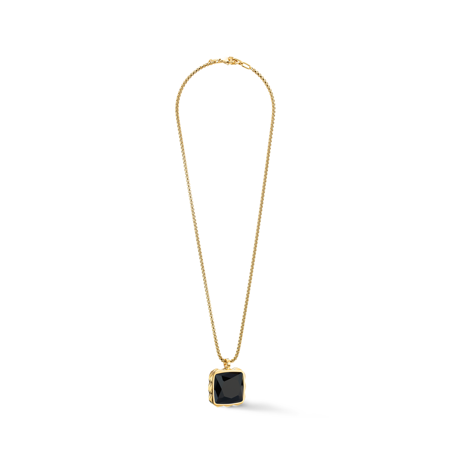 Halskette Amulett Spikes Square Onyx gold-Schwarz