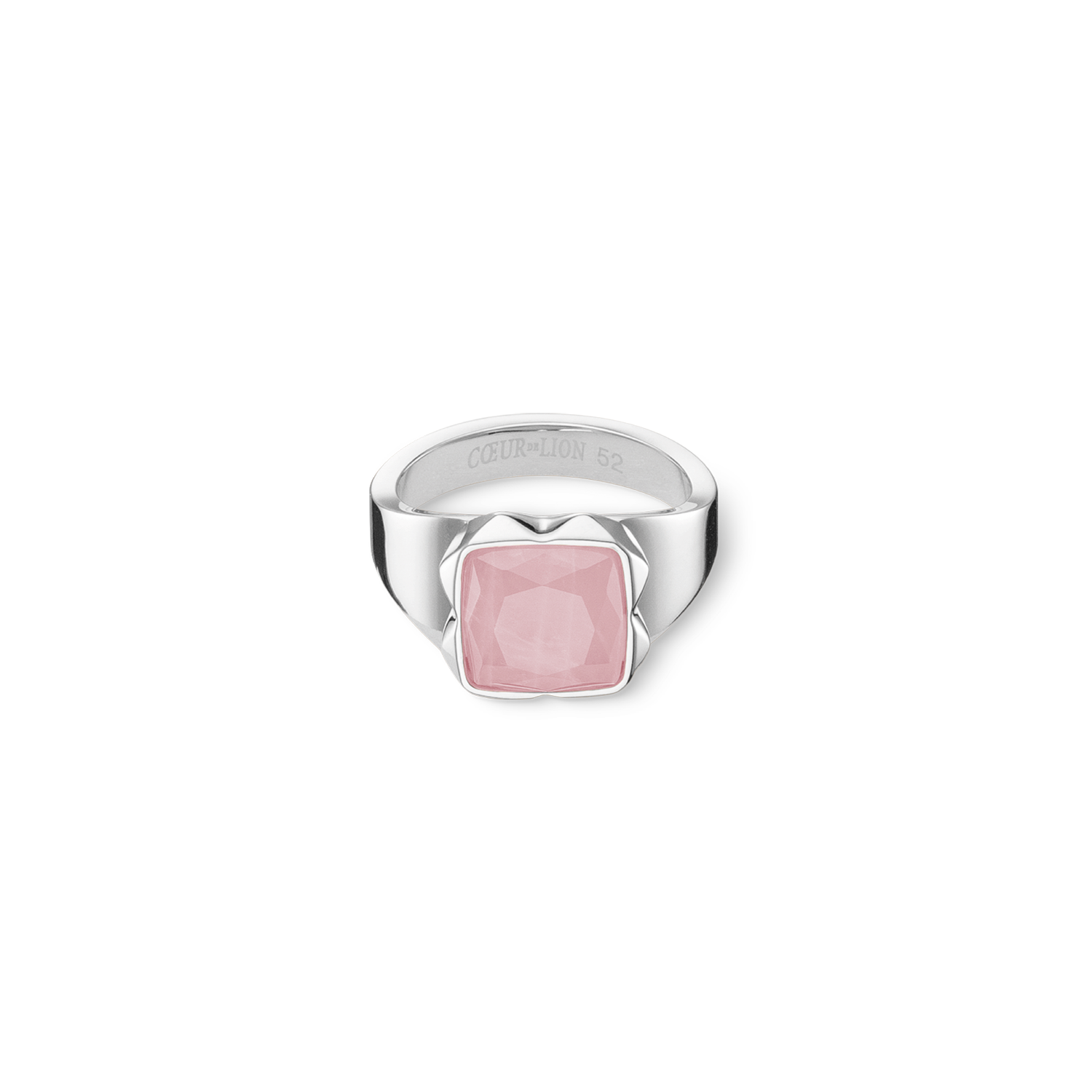 Ring Spikes Square Rosenquarz silber-rosa