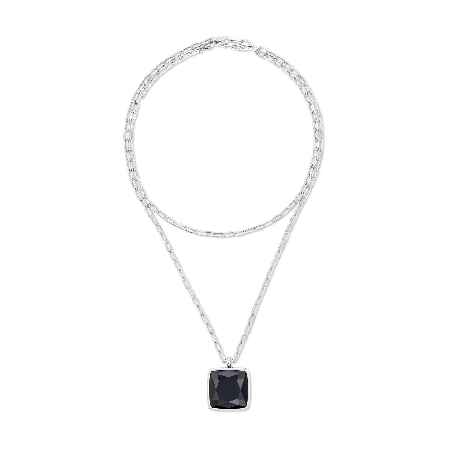 Halskette OE Amulett Square Onyx silber-schwarz