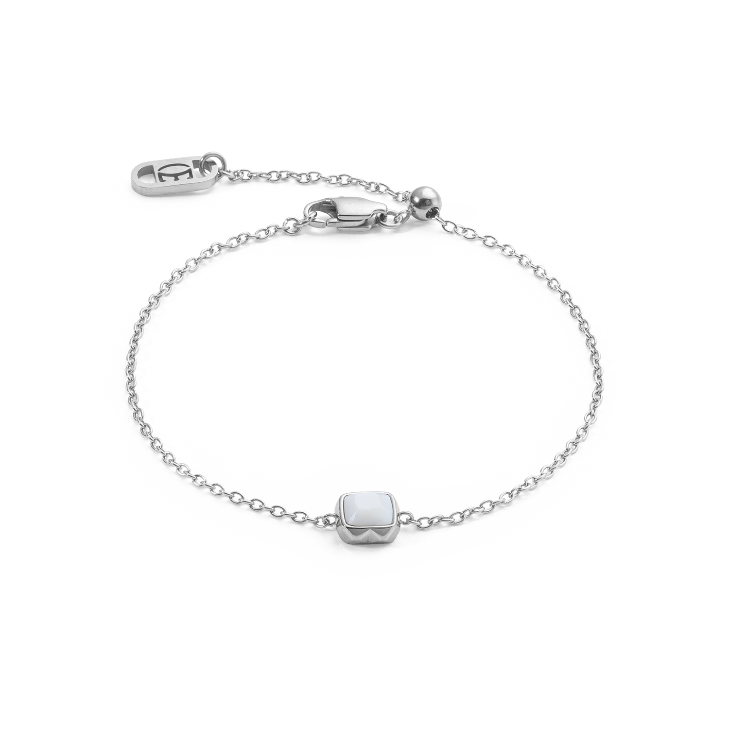 Birthstone April Armband Weißer Quarz Silber