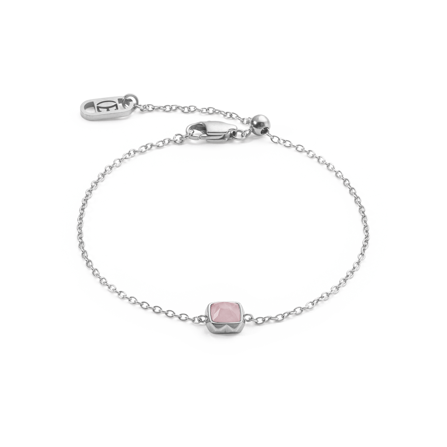 Birthstone Oktober Armband Rosenquarz Silber