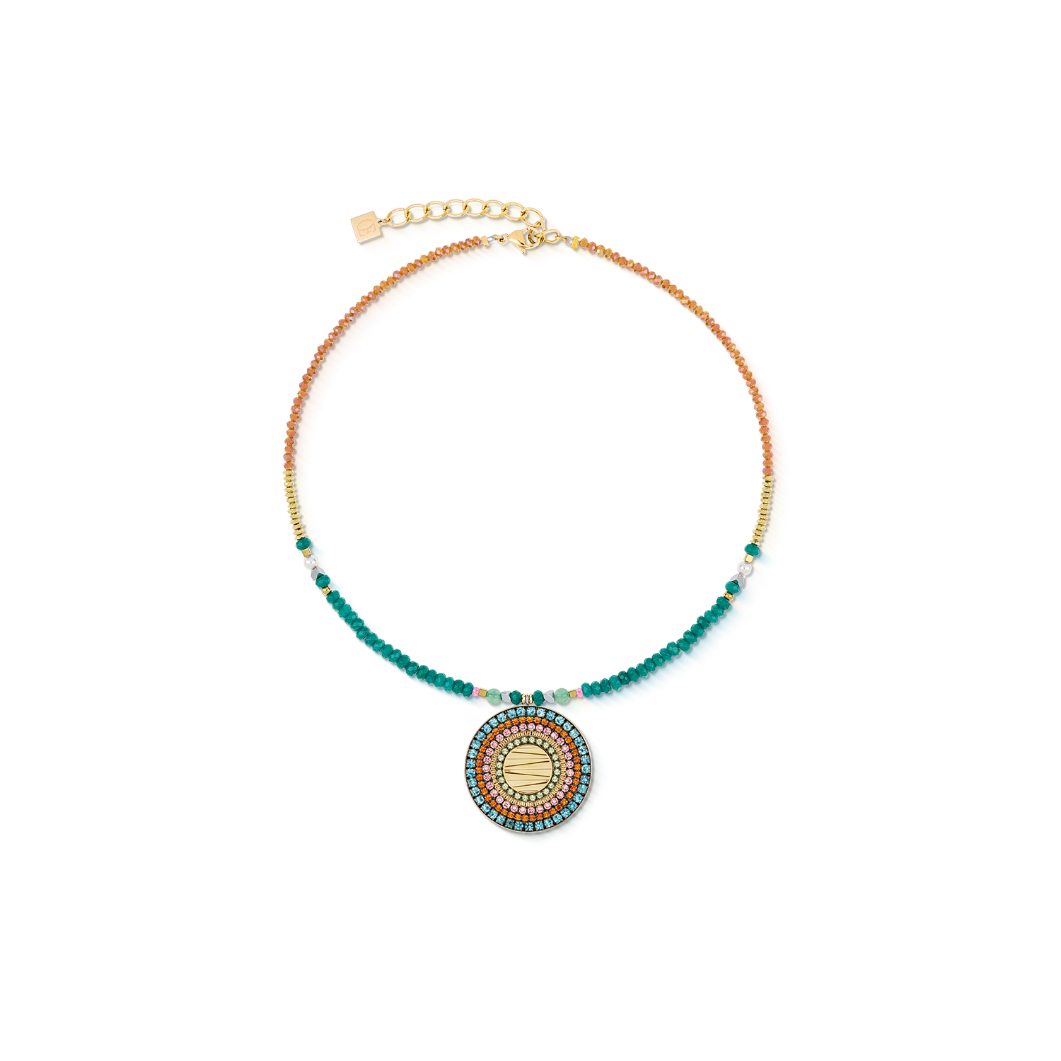 Halskette Amulett Modern Future gold multicolor Boho