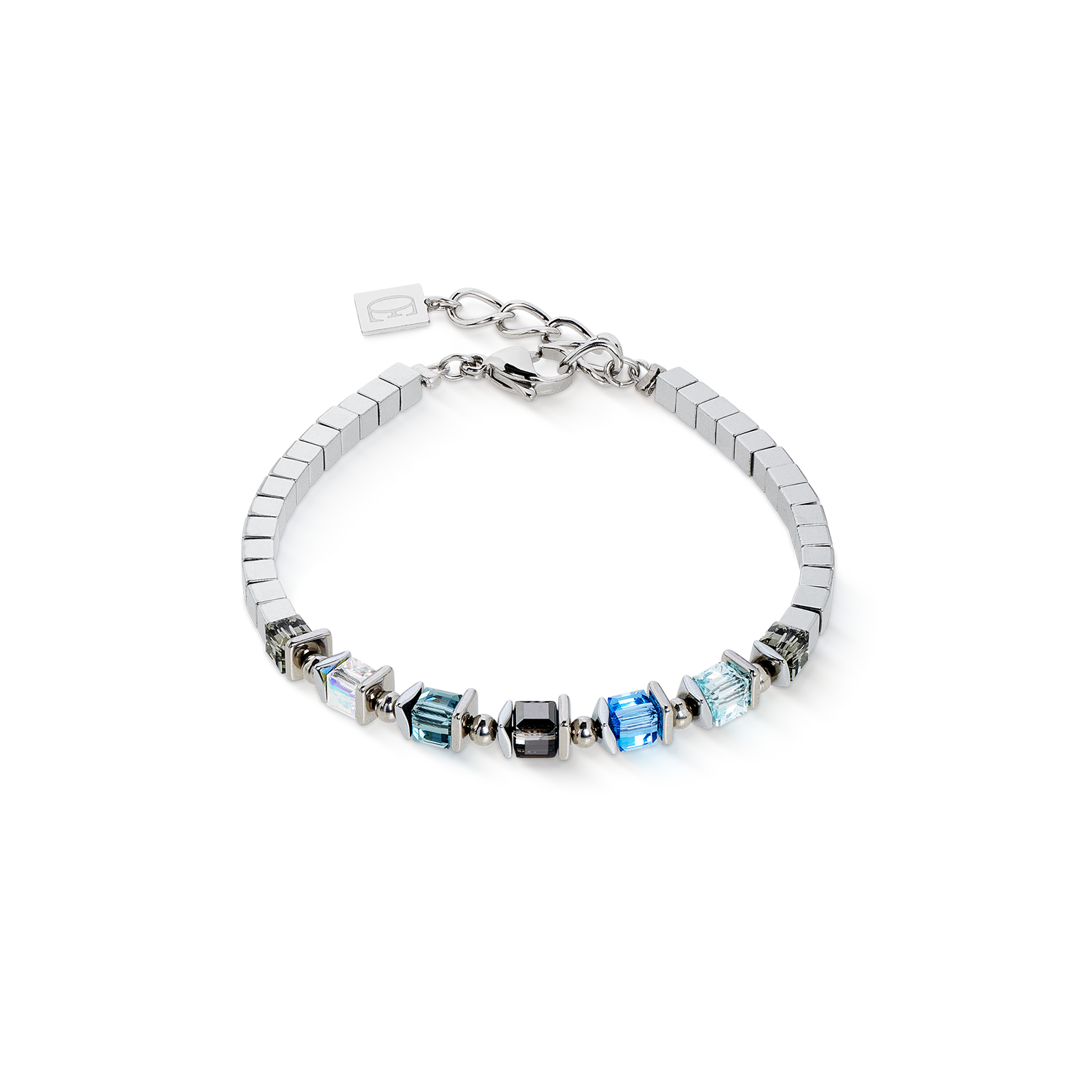 Armband Sparkling Cubes Fusion Chain silber-blau