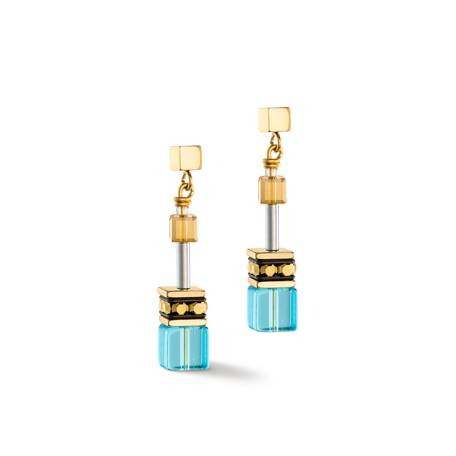 GeoCUBE® Iconic Ohrringe gold-türkis