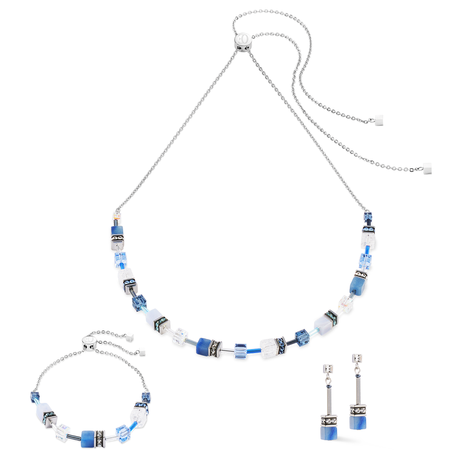 GeoCUBE® Iconic Nature Chain Ohrringe blau