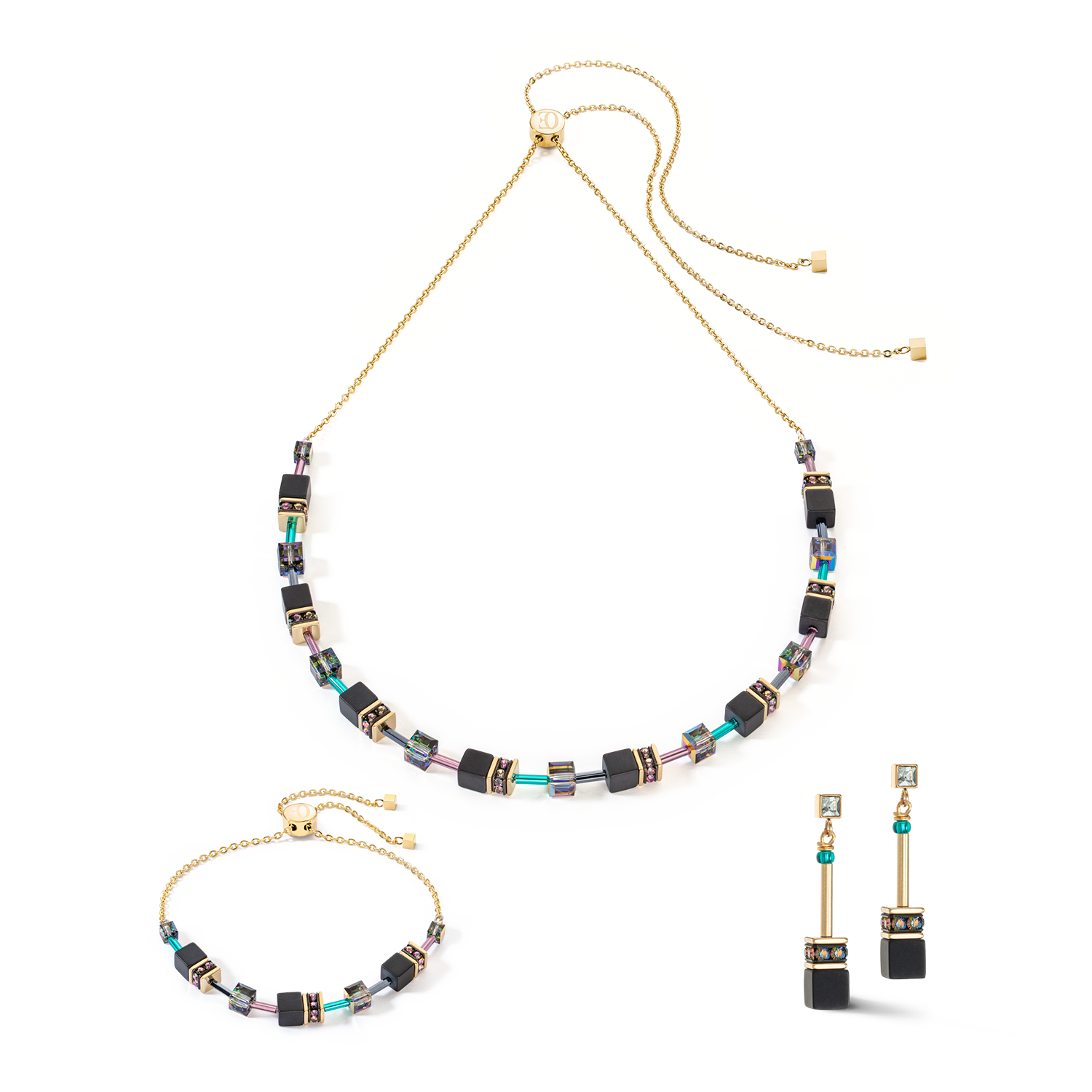 GeoCUBE® Iconic Nature Chain Ohrringe schwarz-multicolor