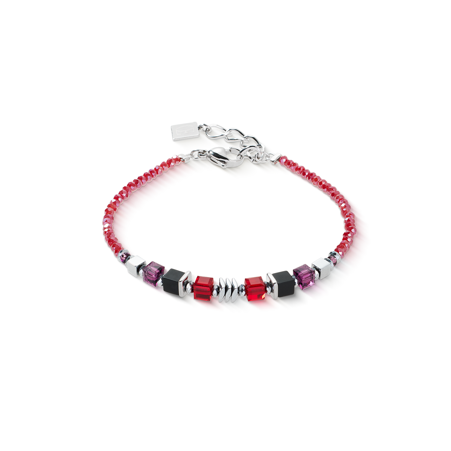 Armband Wave Cube Flow silber-rot