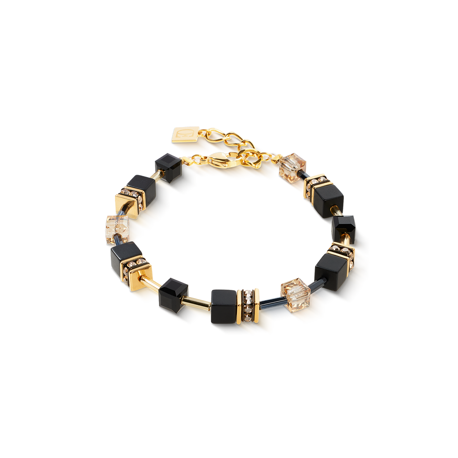 GeoCUBE® Armband Onyx schwarz-gold