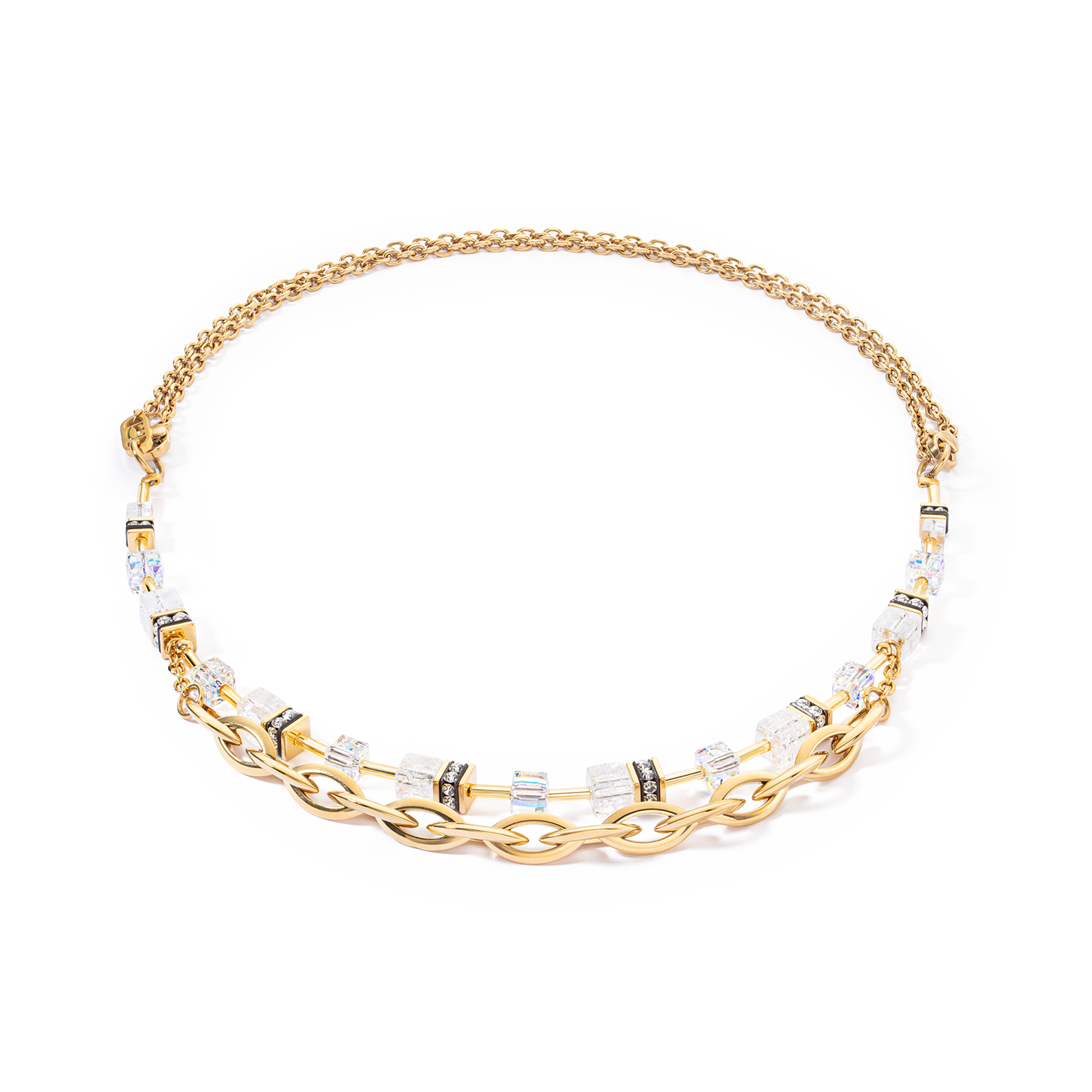 GeoCUBE® Festive Layer Halskette gold-weiß