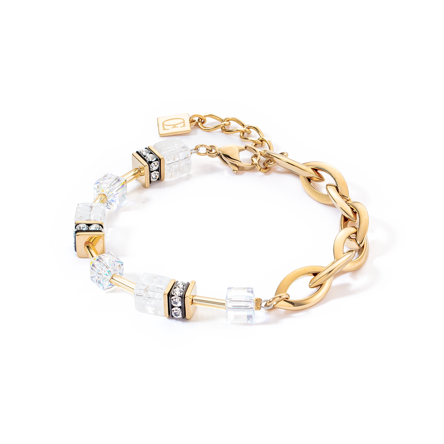 GeoCUBE® Festive Layer Armband gold-weiß