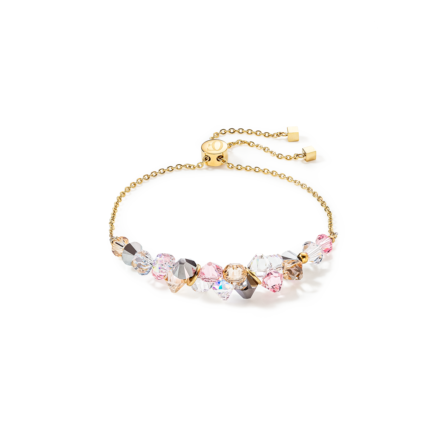 Dancing Crystals Armband gold hellrosa