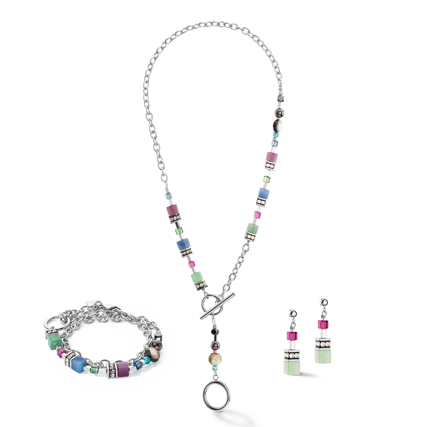 GeoCUBE® Fusion Ohrringe Multicolor Gemstone