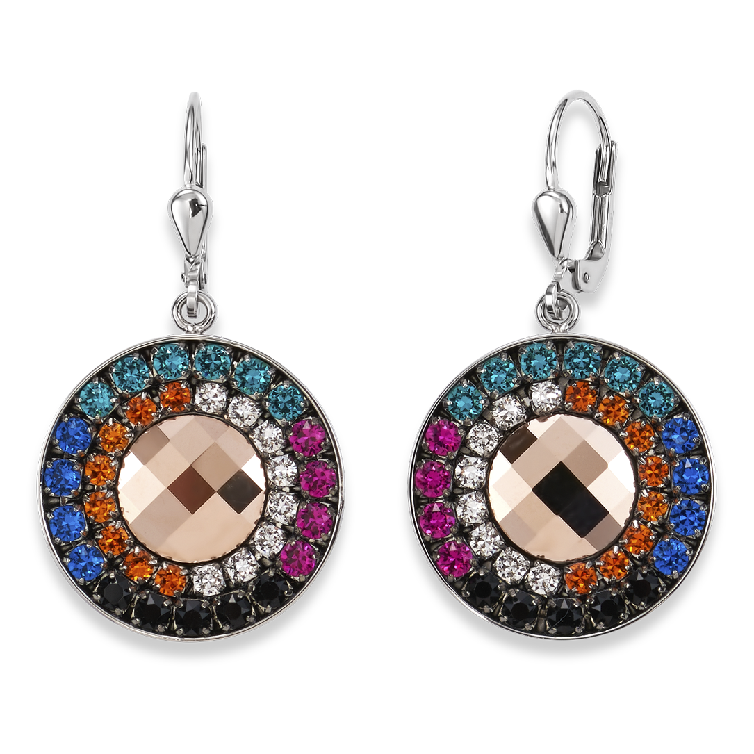 Ohrringe Amulett Swarovski® Kristalle & Mesh multicolor winter