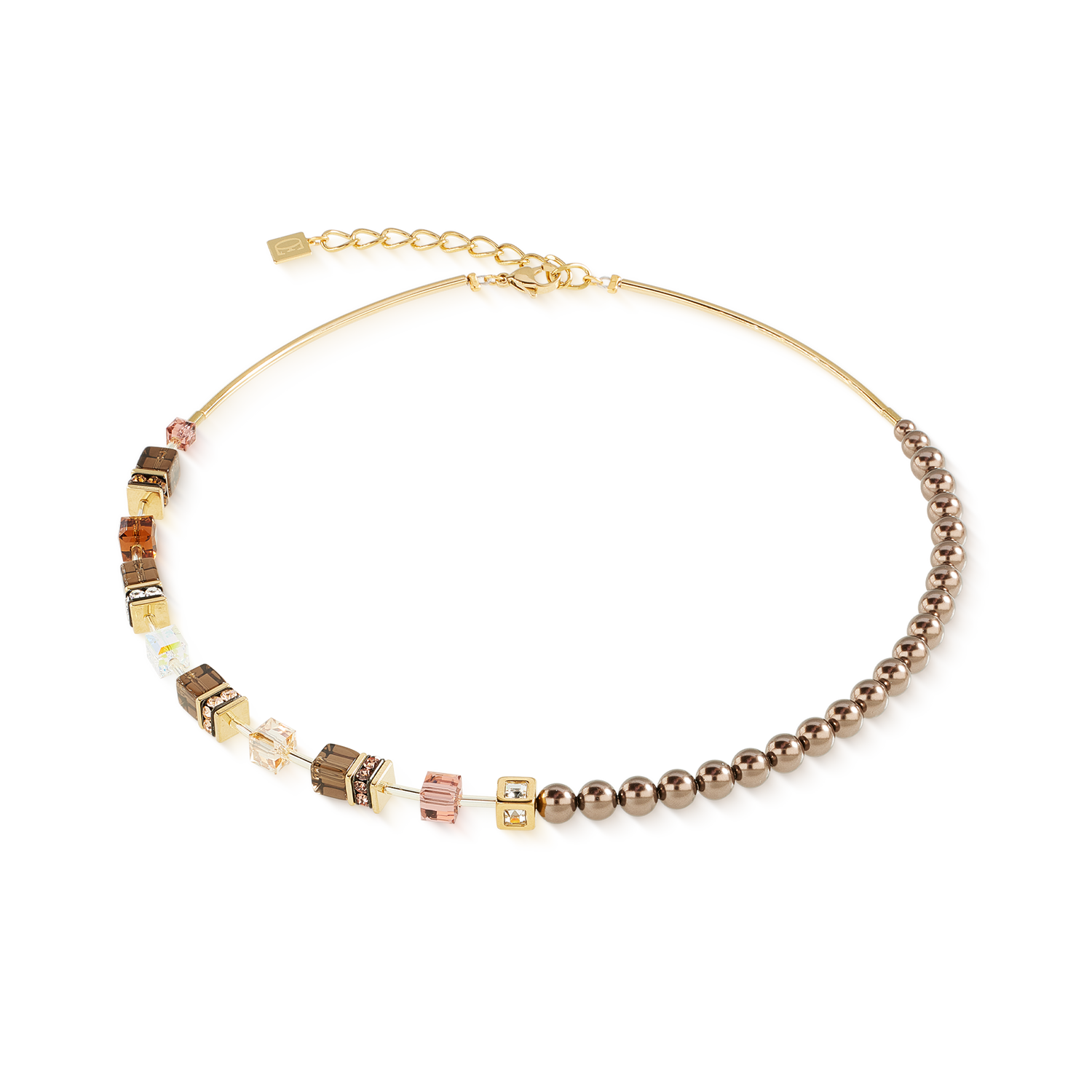 GeoCUBE® Precious Fusion Pearls Halskette Mocha Mousse