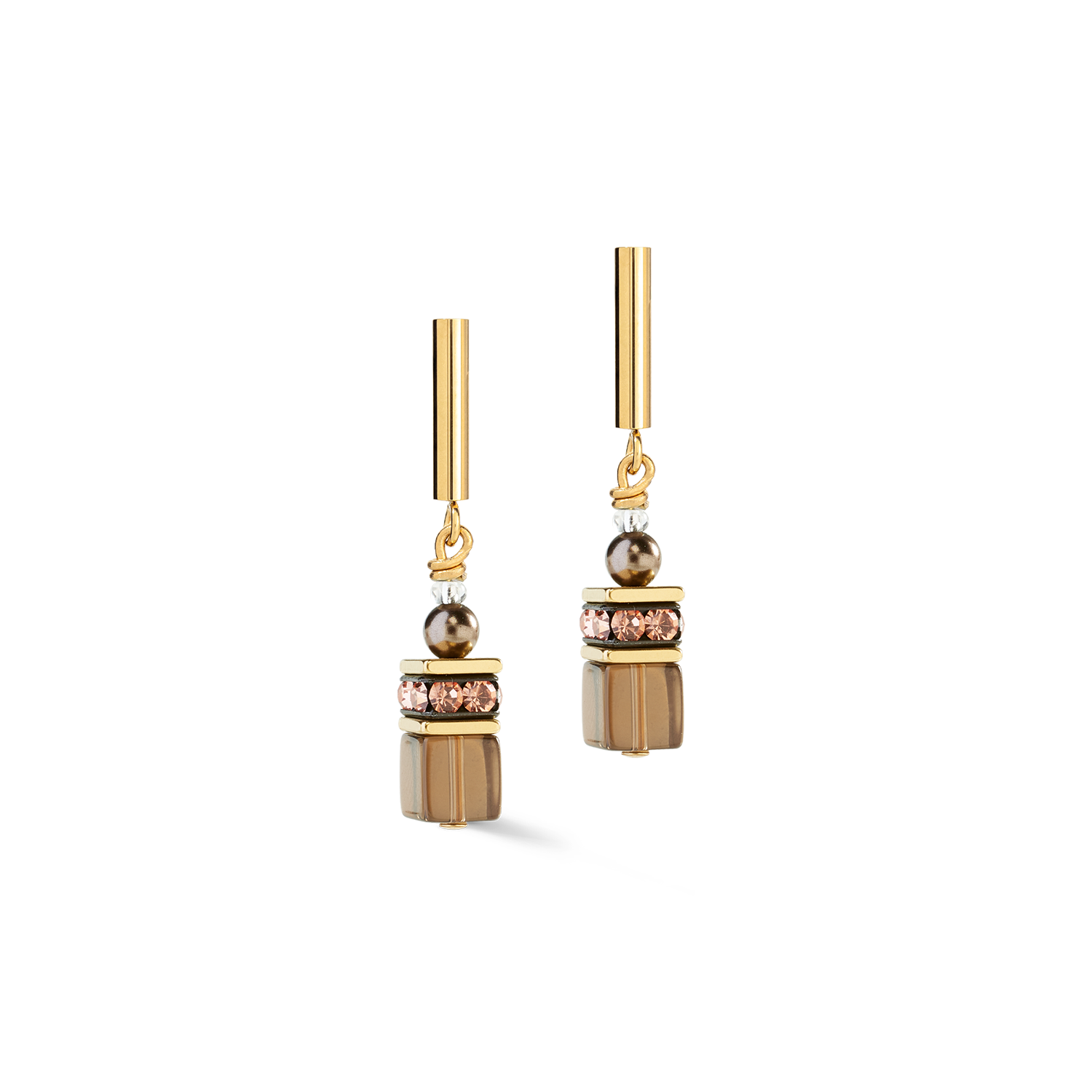 GeoCUBE® Precious Fusion Pearls Ohrringe Mocha Mousse