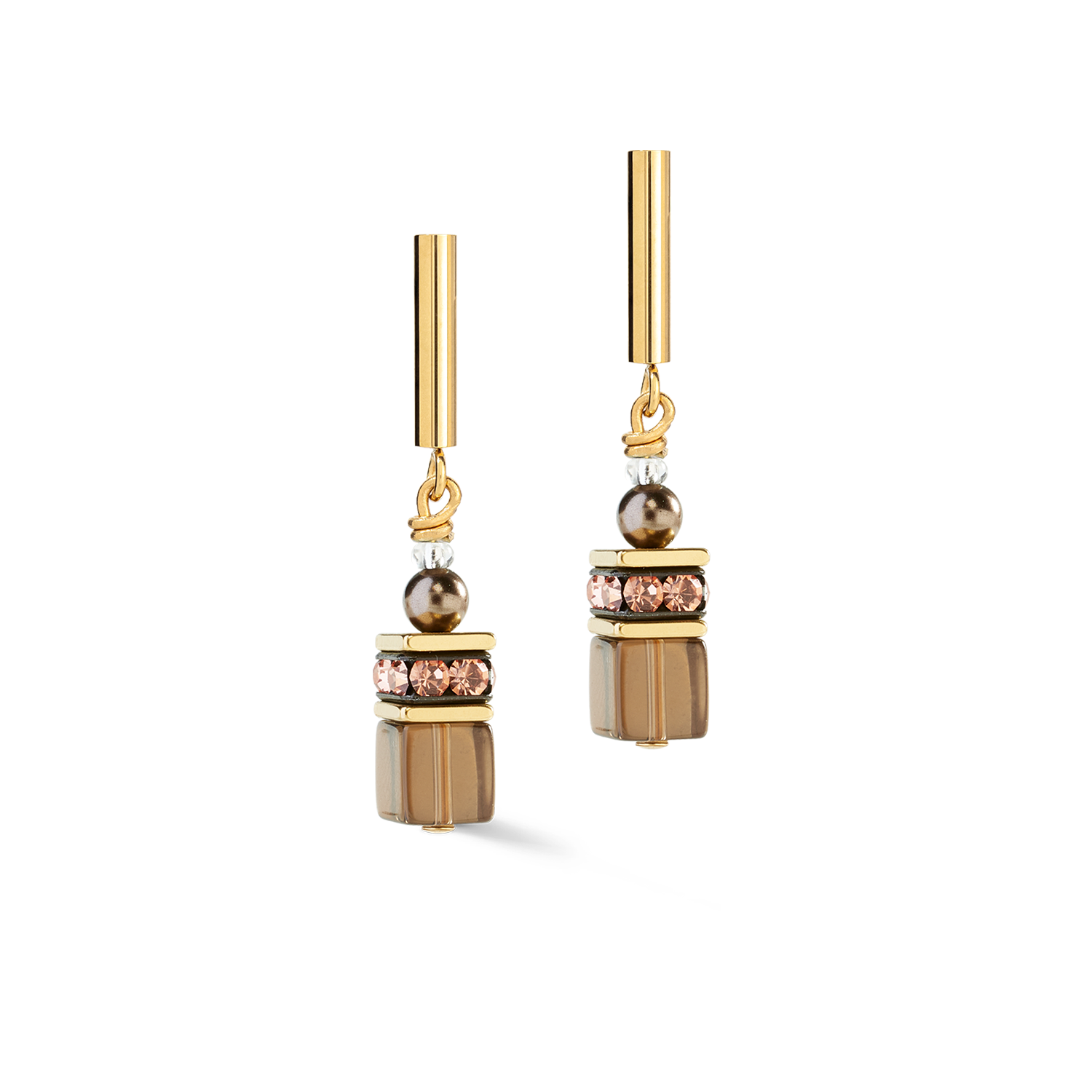 GeoCUBE® Precious Fusion Pearls Ohrringe Mocha Mousse