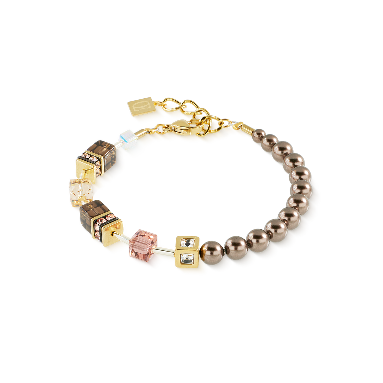 GeoCUBE® Precious Fusion Pearls Armband Mocha Mousse