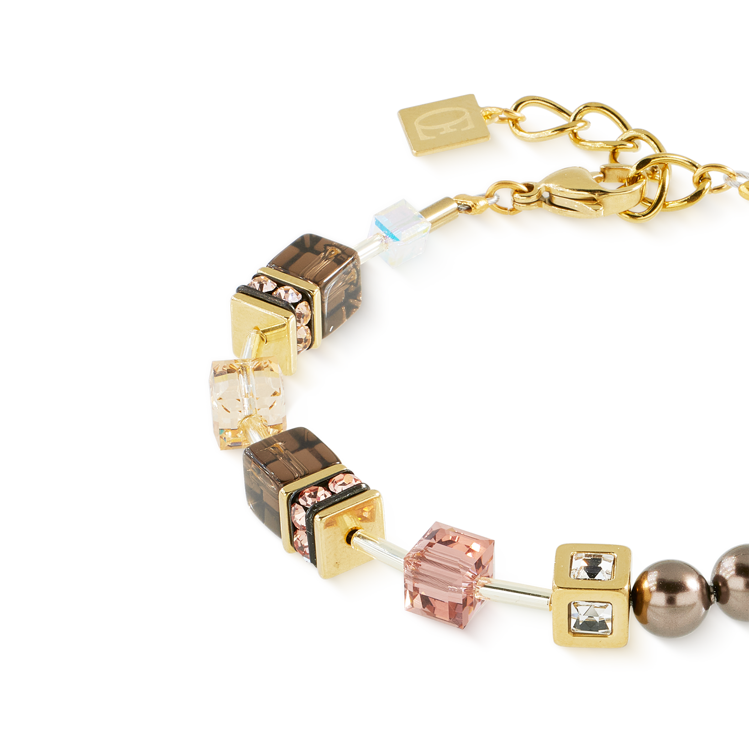 GeoCUBE® Precious Fusion Pearls Armband Mocha Mousse