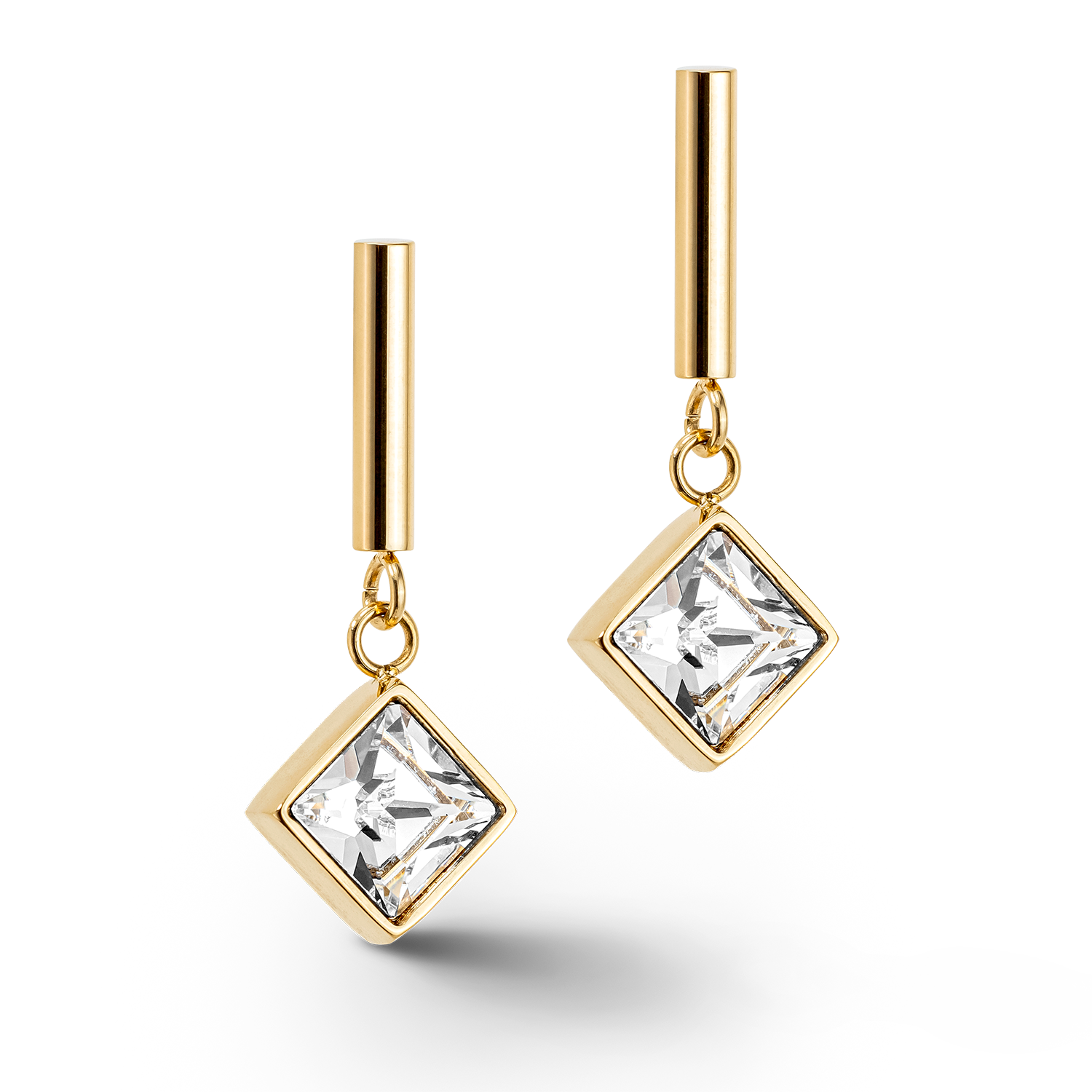 Brilliant Square Ohrringe gold-kristall