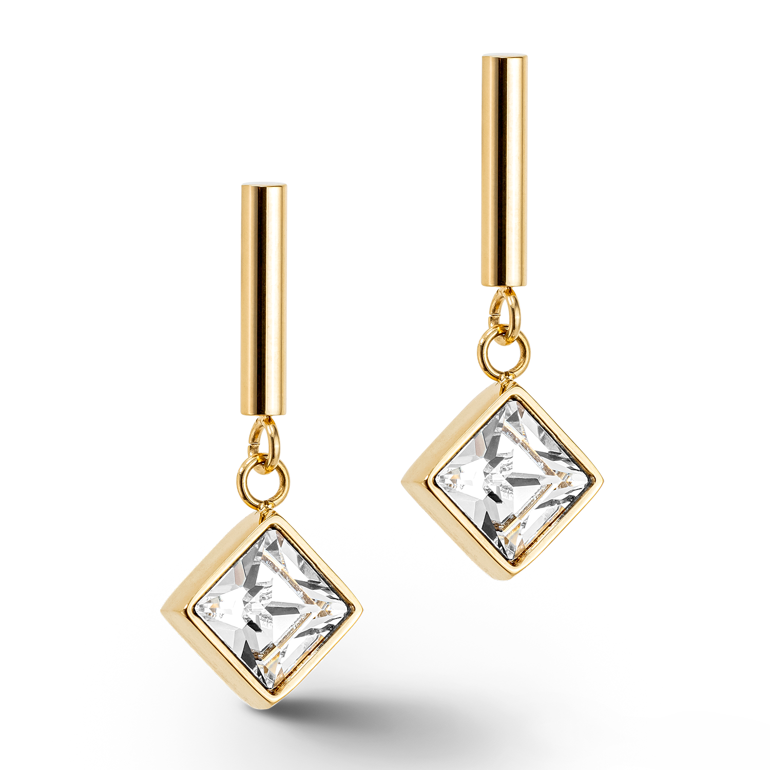 Brilliant Square Ohrringe gold-kristall