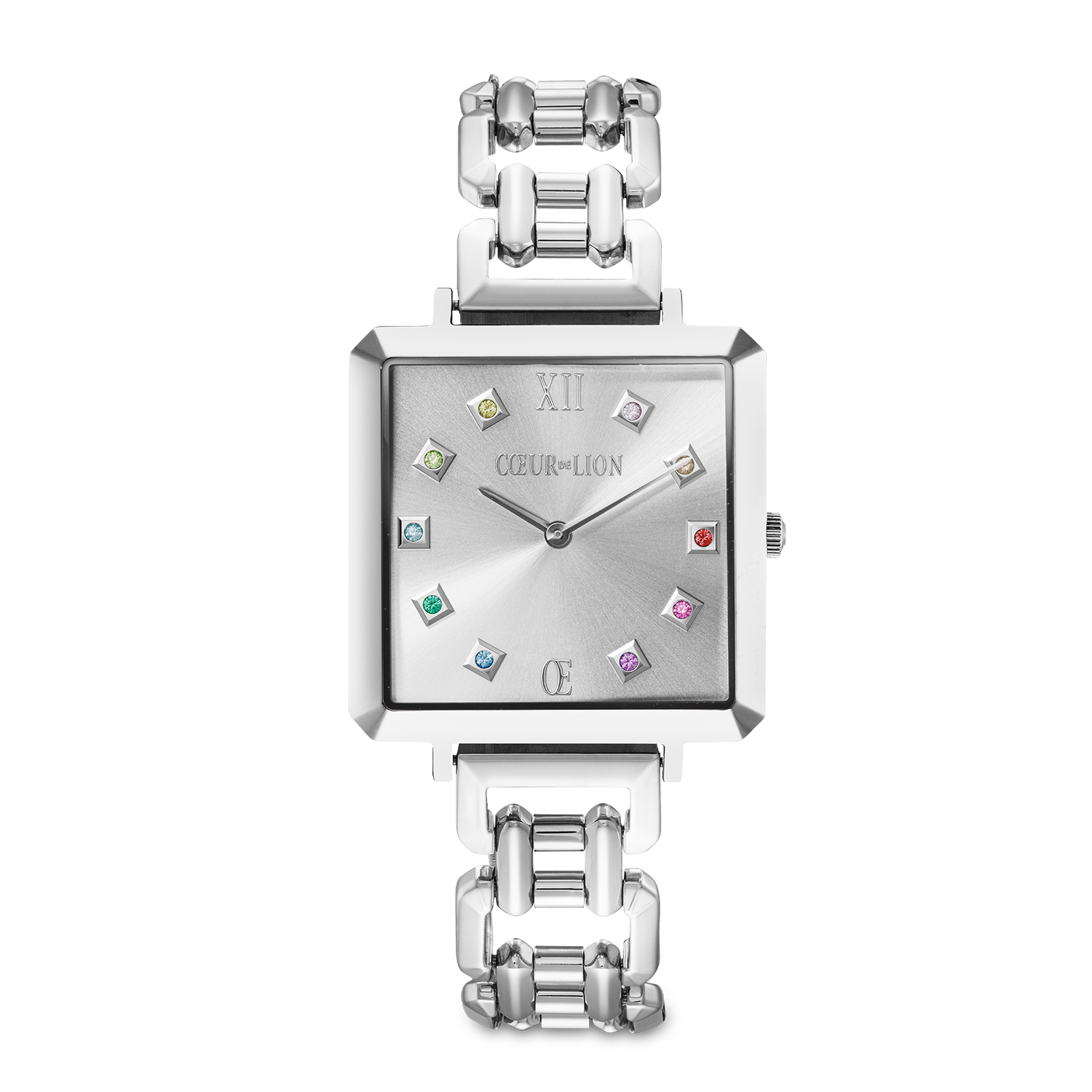 Uhr Iconic Cube Classic Rainbow Statement silber