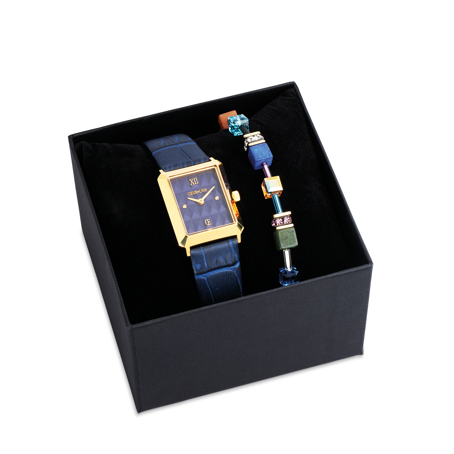 Uhr Iconic Spikes Midnight Blue Gold & GeoCUBE® Iconic Precious Armband multicolor motion