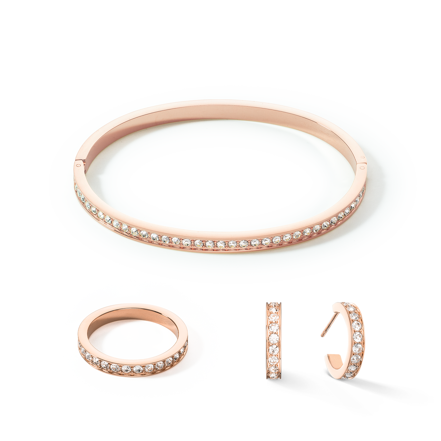 Armreif Edelstahl & Kristalle slim roségold kristall 17