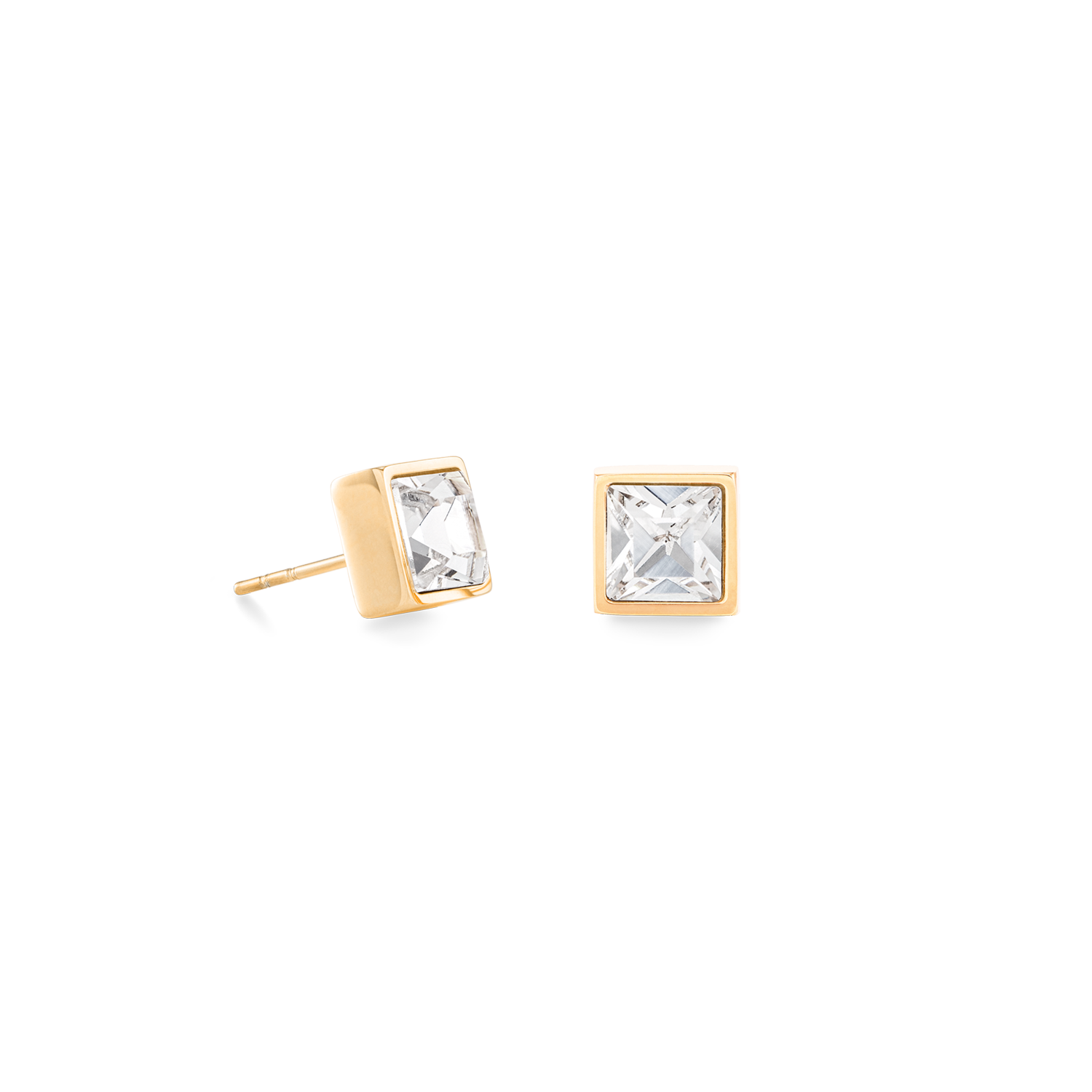 Brilliant Square big Ohrringe gold kristall