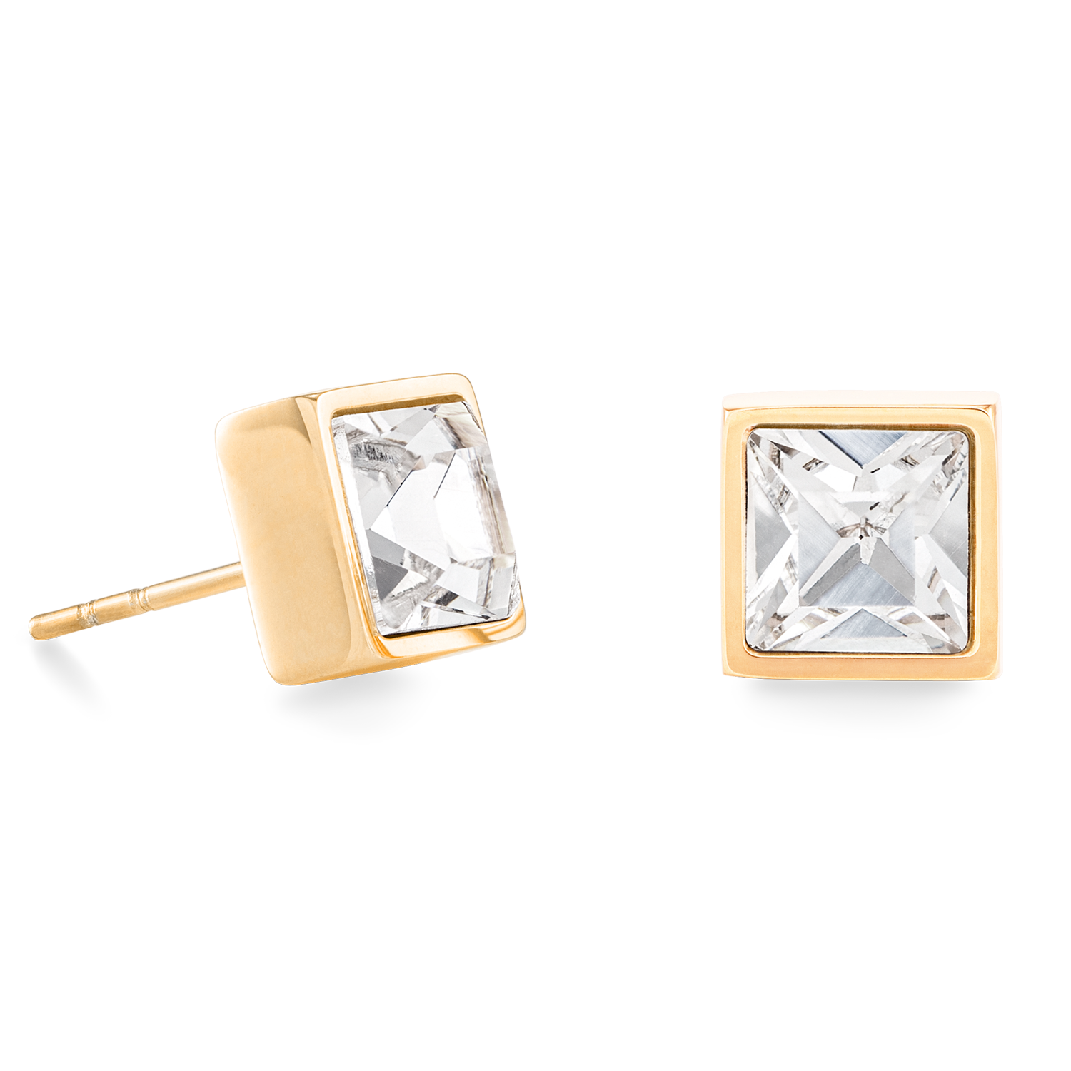 Brilliant Square big Ohrringe gold kristall