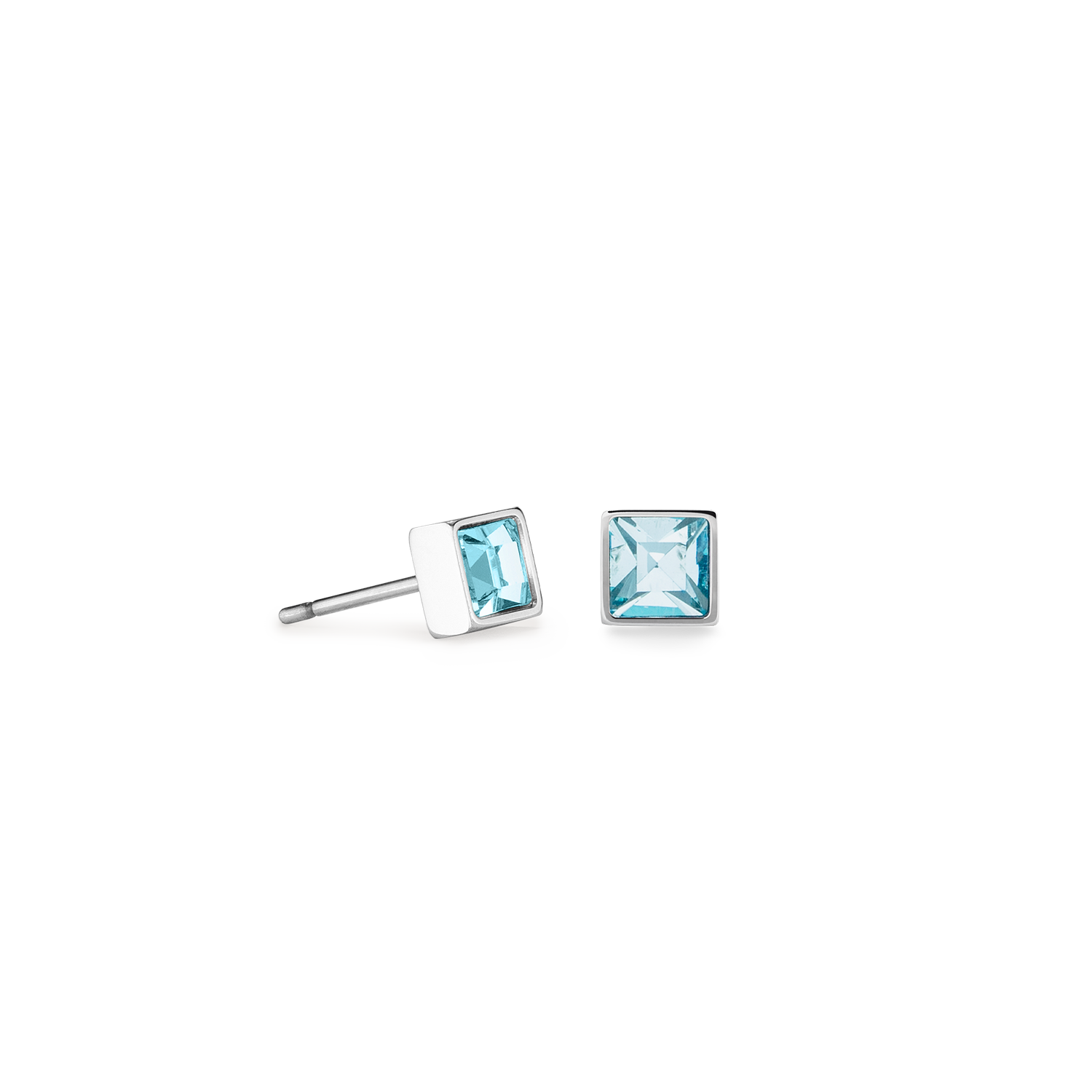 Brilliant Square small Ohrringe silber aqua