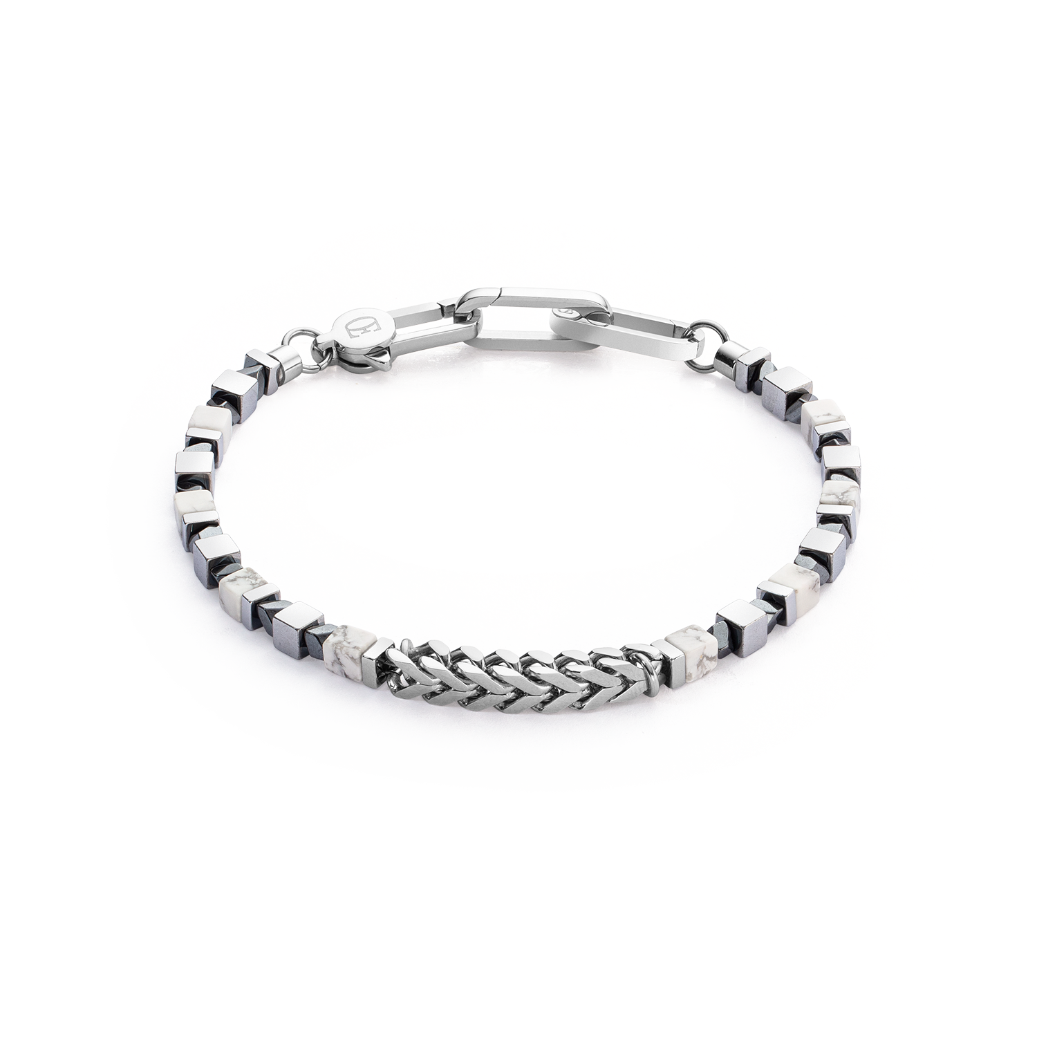 Armband Precious Cubes & Chain weiß-silber