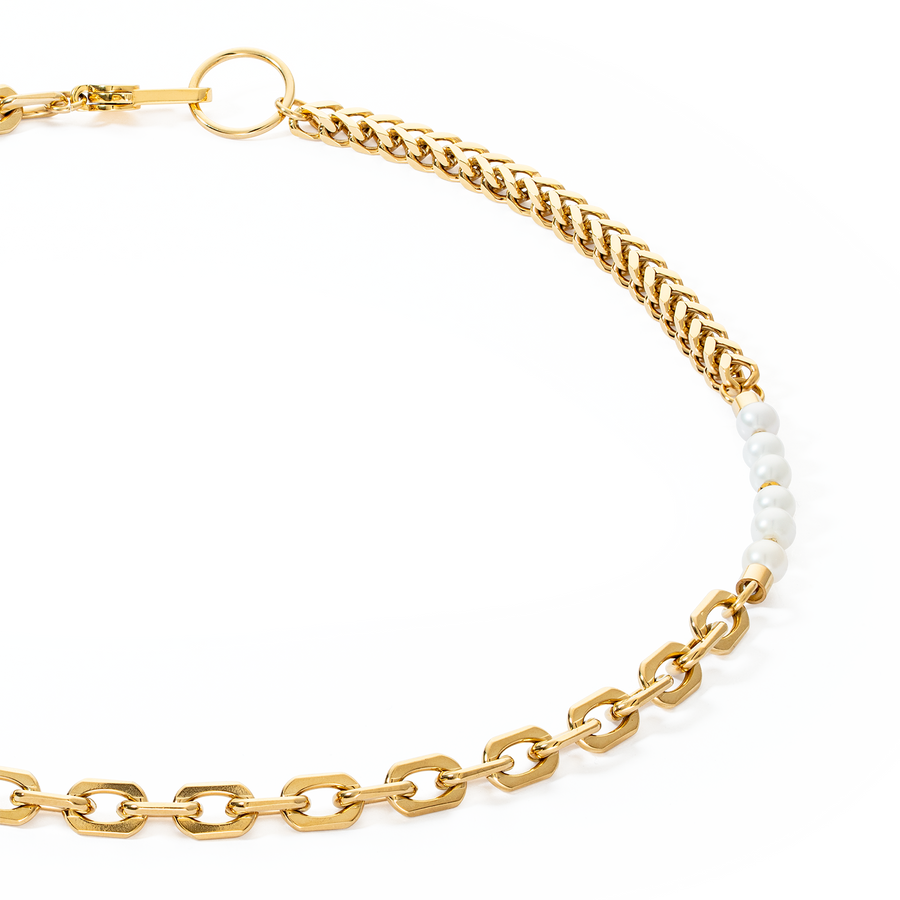 Halskette Shape Shifter Süßwasserperlen gold
