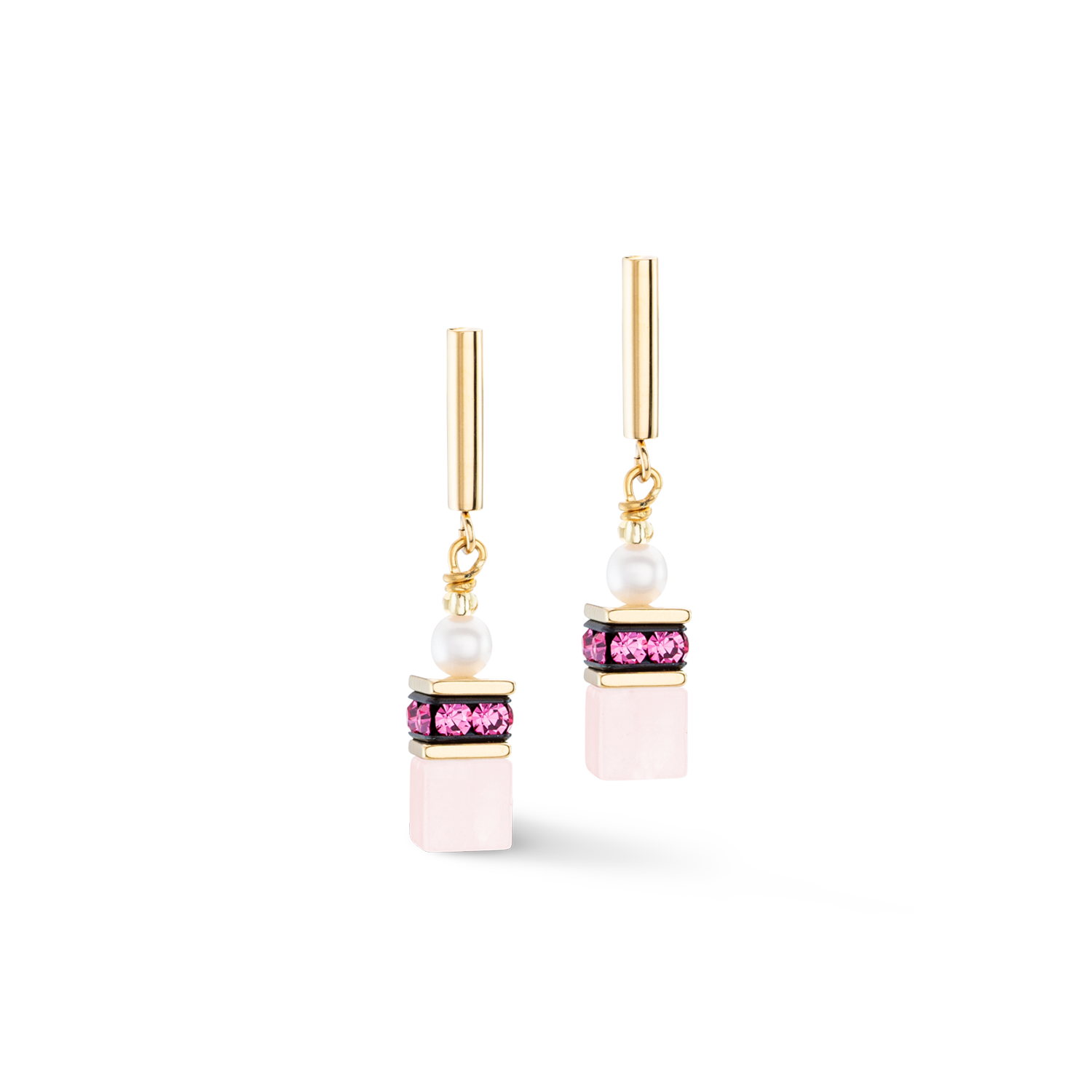 Ohrringe GeoCUBE® Fusion Precious Pearl Mix Gold-Pink