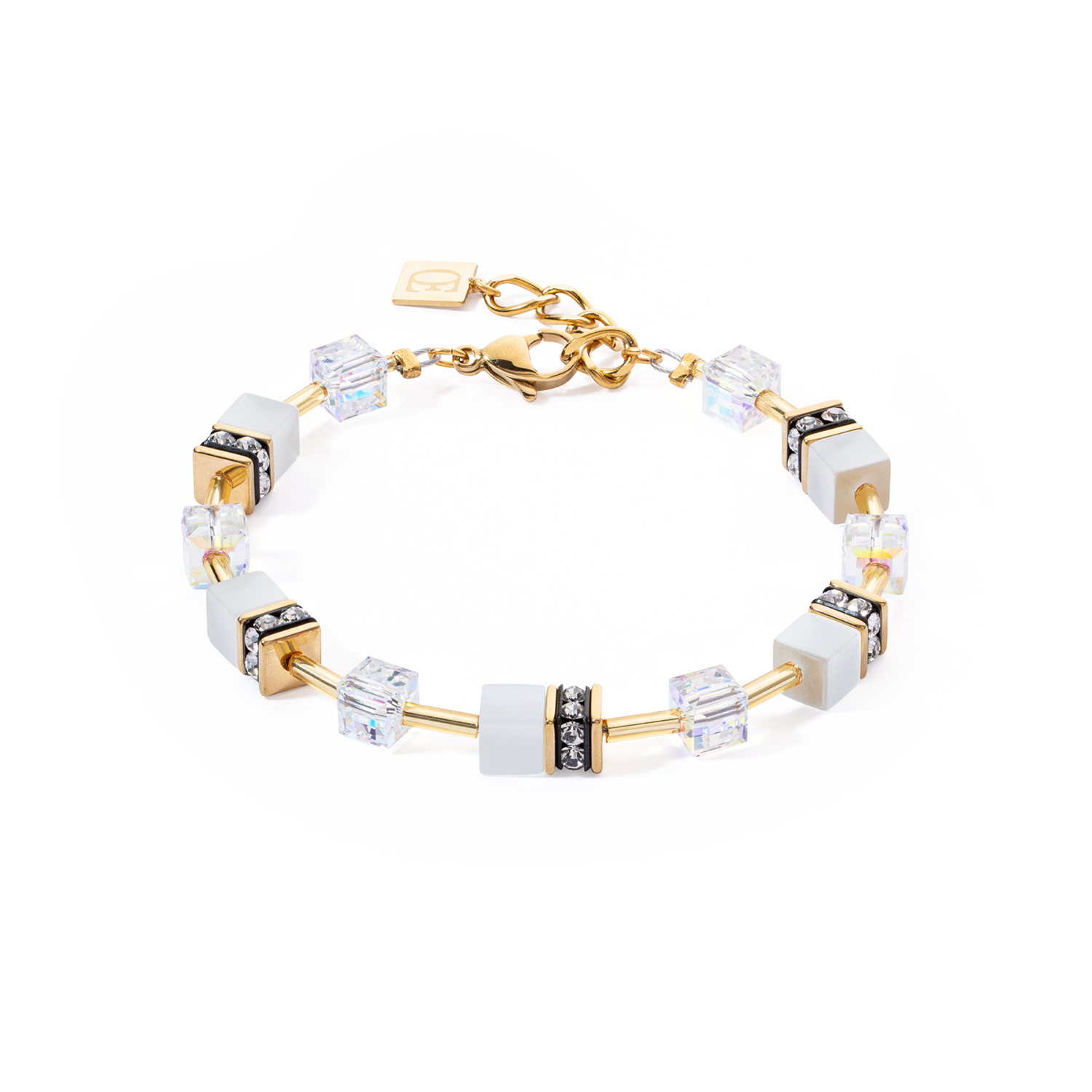 GeoCUBE® Iconic Layer Armband Gold-Weiß