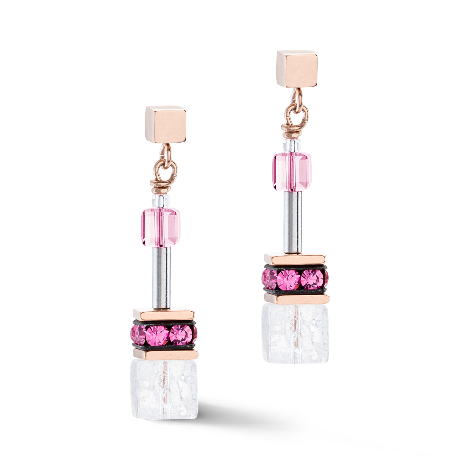 GeoCUBE® Iconic Nature Ohrringe Pink-Weiß