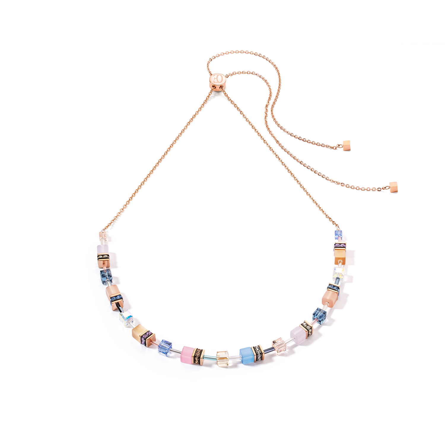 GeoCUBE® Iconic Chain Halskette hellblau-rosa