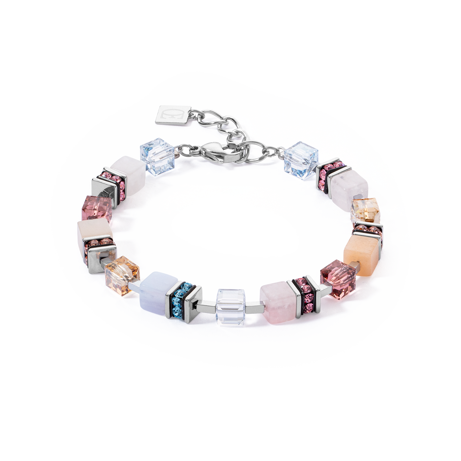 GeoCUBE® Precious Statement Armband Silber-Pastell